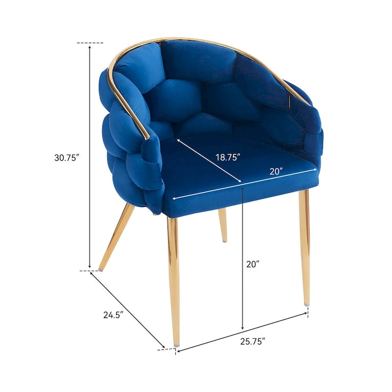 Fauteuil d'appoint de luxe fait main avec pieds dorés, fauteuil moderne en velours pour salon et chambre