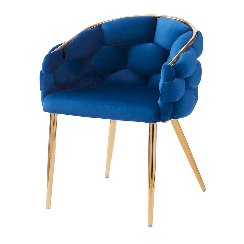 Fauteuil d'appoint de luxe fait main avec pieds dorés, fauteuil moderne en velours pour salon et chambre