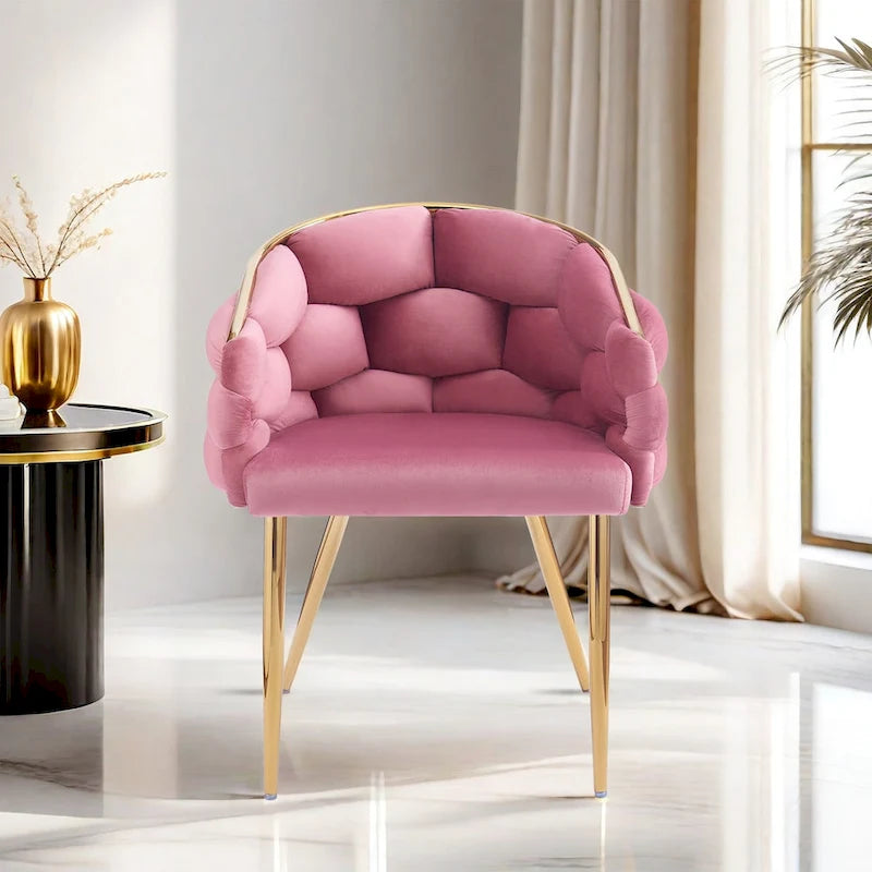 Fauteuil d'appoint de luxe fait main avec pieds dorés, fauteuil moderne en velours pour salon et chambre