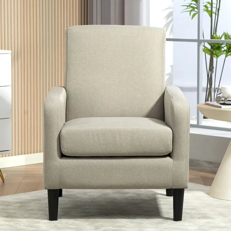 Fauteuil au style minimaliste et élégant, avec structure en bois massif et nouvelle mousse moelleuse