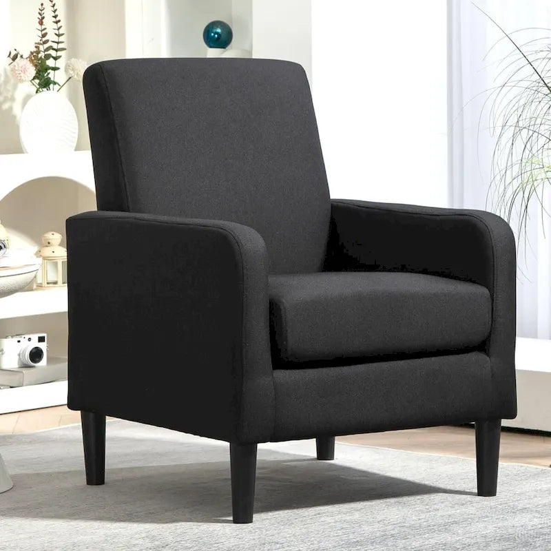Fauteuil au style minimaliste et élégant, avec structure en bois massif et nouvelle mousse moelleuse