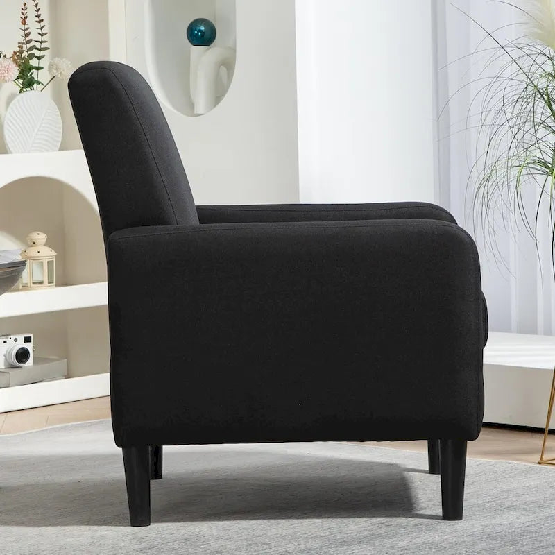 Fauteuil au style minimaliste et élégant, avec structure en bois massif et nouvelle mousse moelleuse