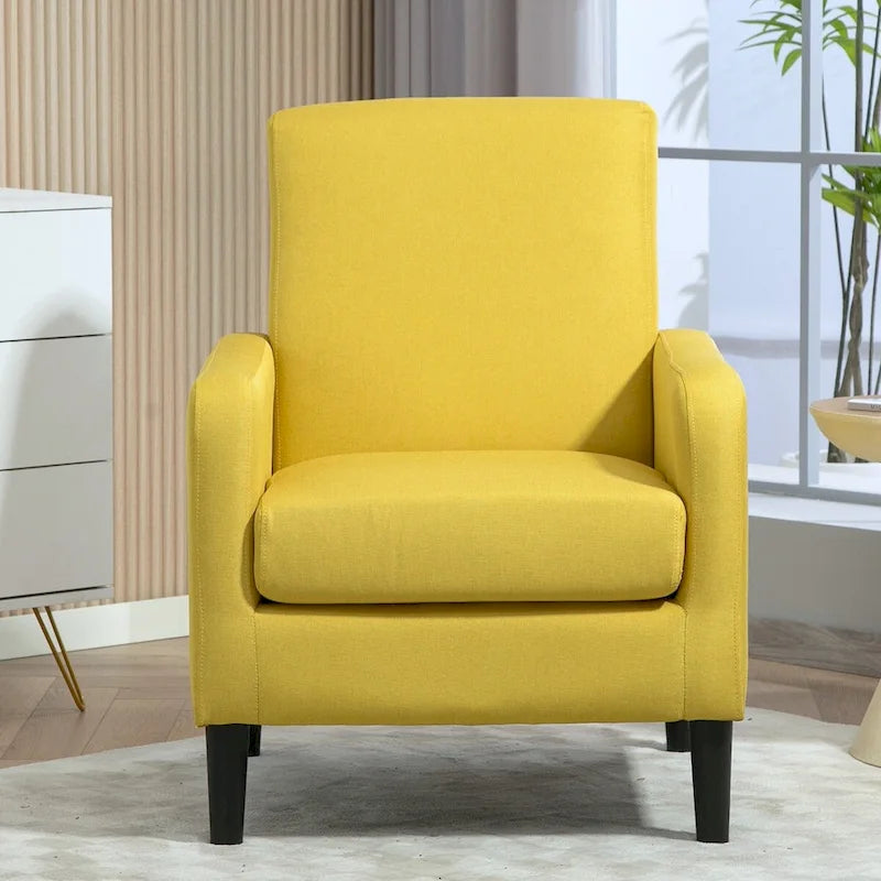 Fauteuil au style minimaliste et élégant, avec structure en bois massif et nouvelle mousse moelleuse