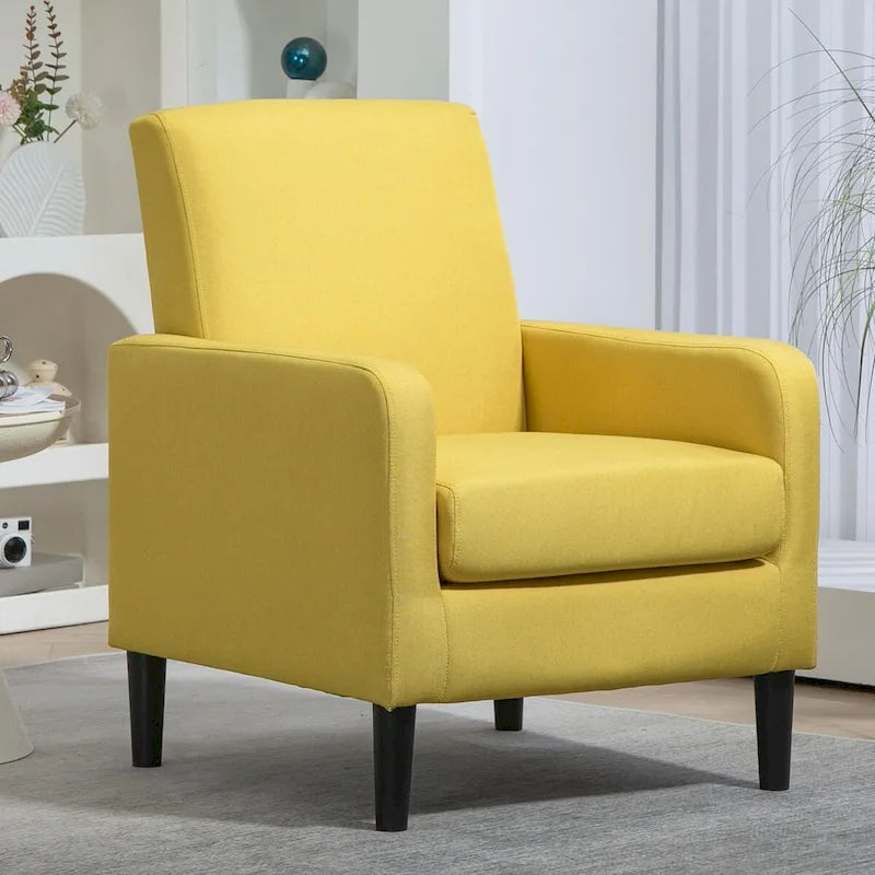 Fauteuil au style minimaliste et élégant, avec structure en bois massif et nouvelle mousse moelleuse