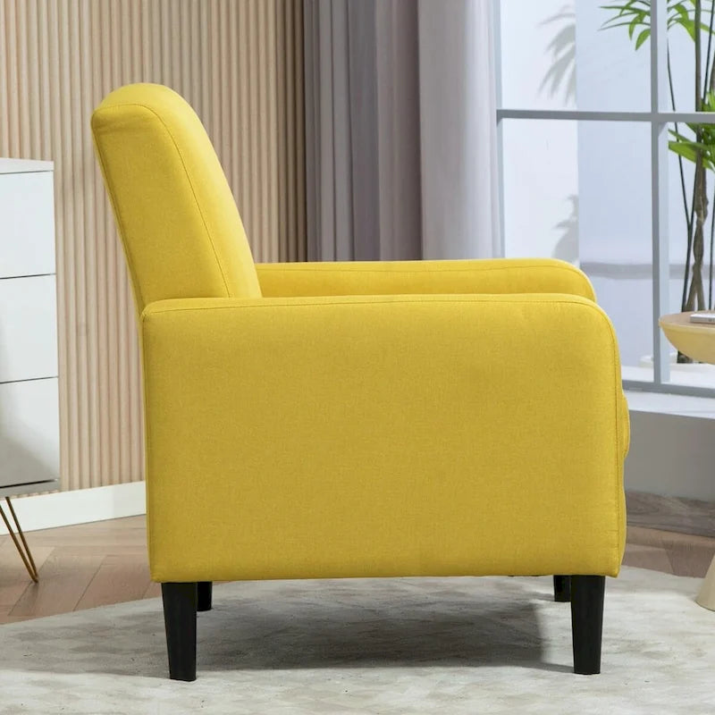 Fauteuil au style minimaliste et élégant, avec structure en bois massif et nouvelle mousse moelleuse