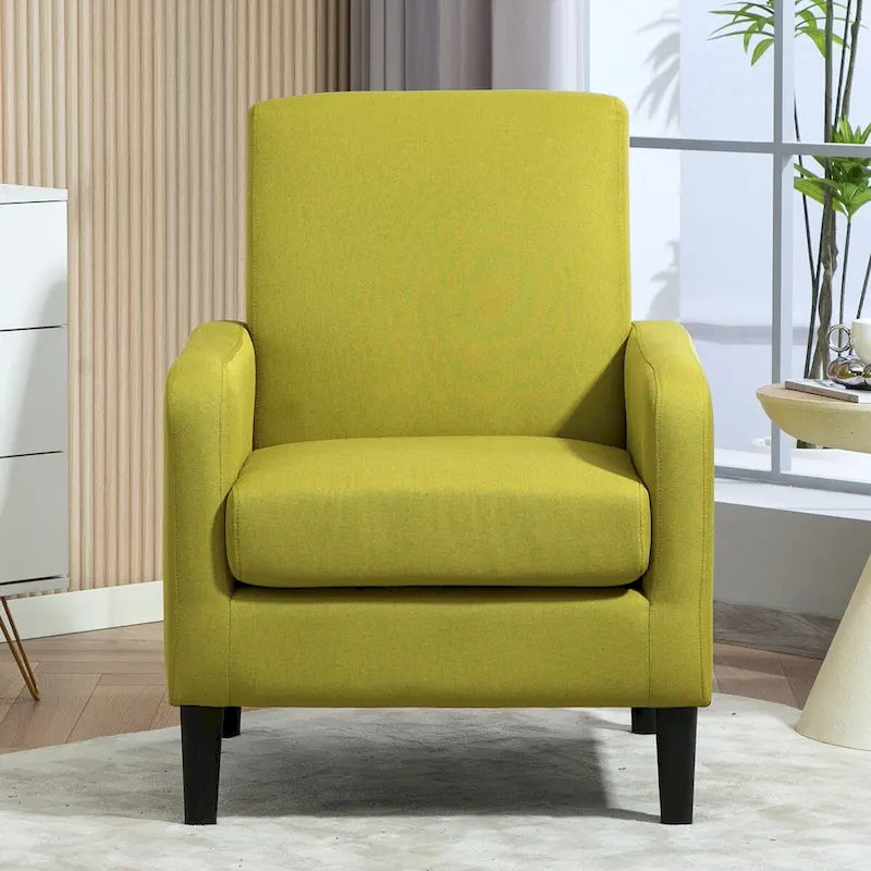 Fauteuil au style minimaliste et élégant, avec structure en bois massif et nouvelle mousse moelleuse
