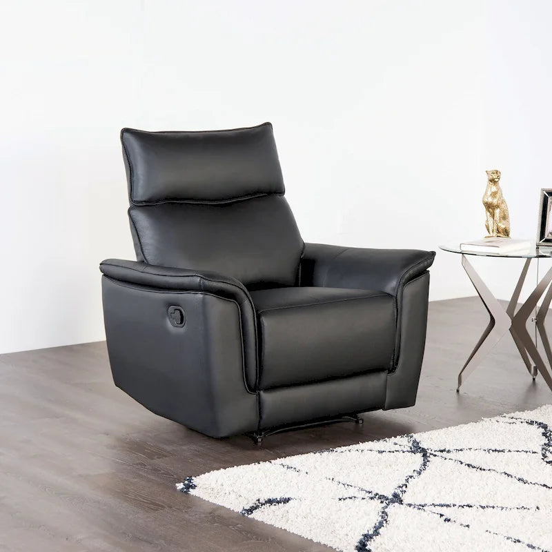 Fauteuil inclinable manuel Marty de Furniture of America, style moderne, en cuir assorti
