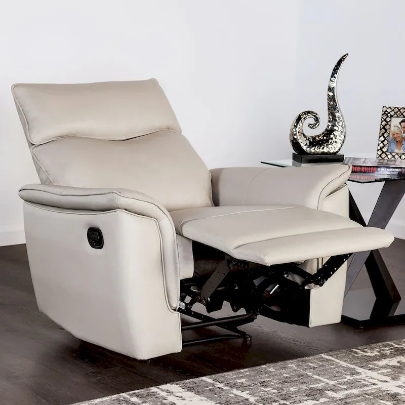 Fauteuil inclinable manuel Marty de Furniture of America, style moderne, en cuir assorti