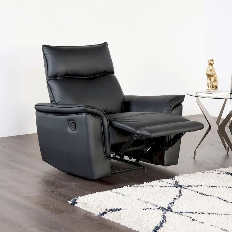 Fauteuil inclinable manuel Marty de Furniture of America, style moderne, en cuir assorti