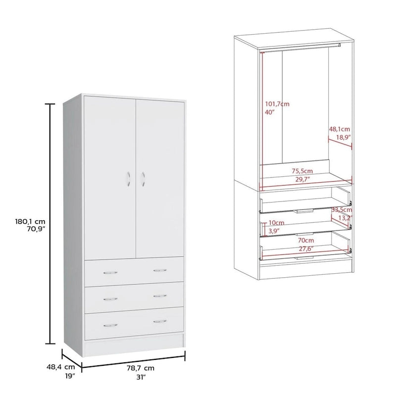 Armoire Taly à 2 portes et 3 tiroirs