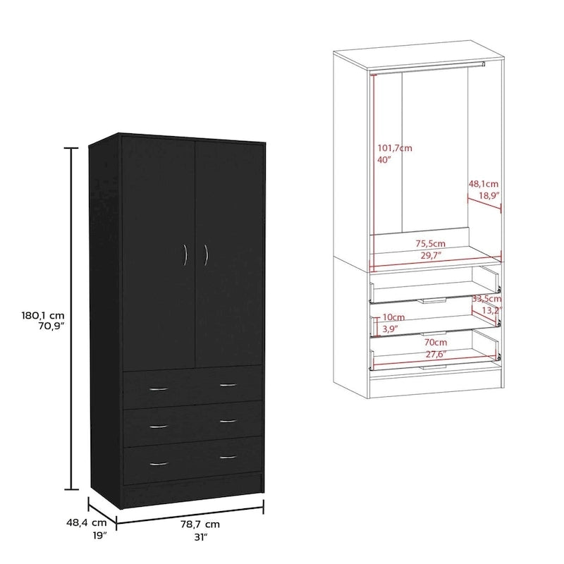 Armoire Taly à 2 portes et 3 tiroirs