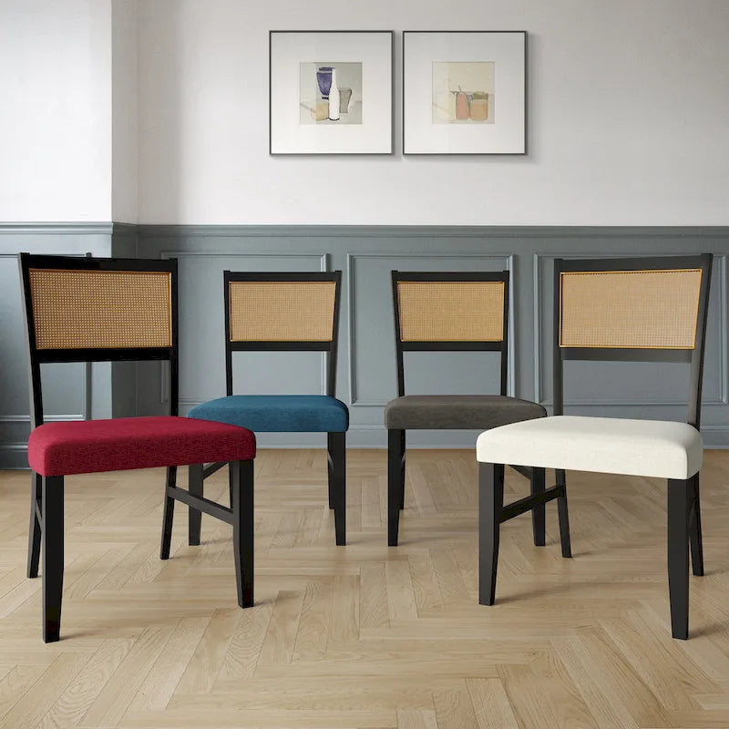 Chaise de salle à manger contemporaine 4 pièces en lin et bois CraftPorch