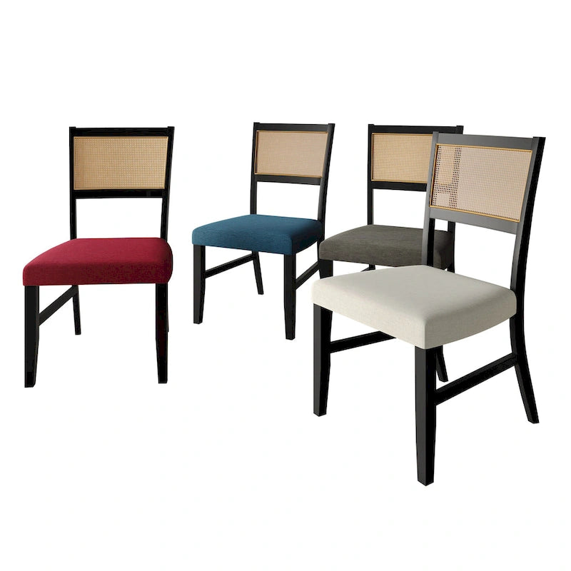 Chaise de salle à manger contemporaine 4 pièces en lin et bois CraftPorch