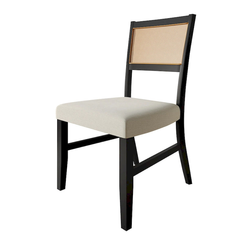 Chaise de salle à manger contemporaine 4 pièces en lin et bois CraftPorch