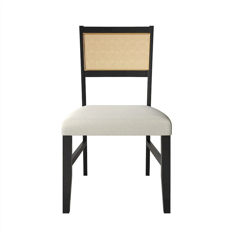 Chaise de salle à manger contemporaine 4 pièces en lin et bois CraftPorch