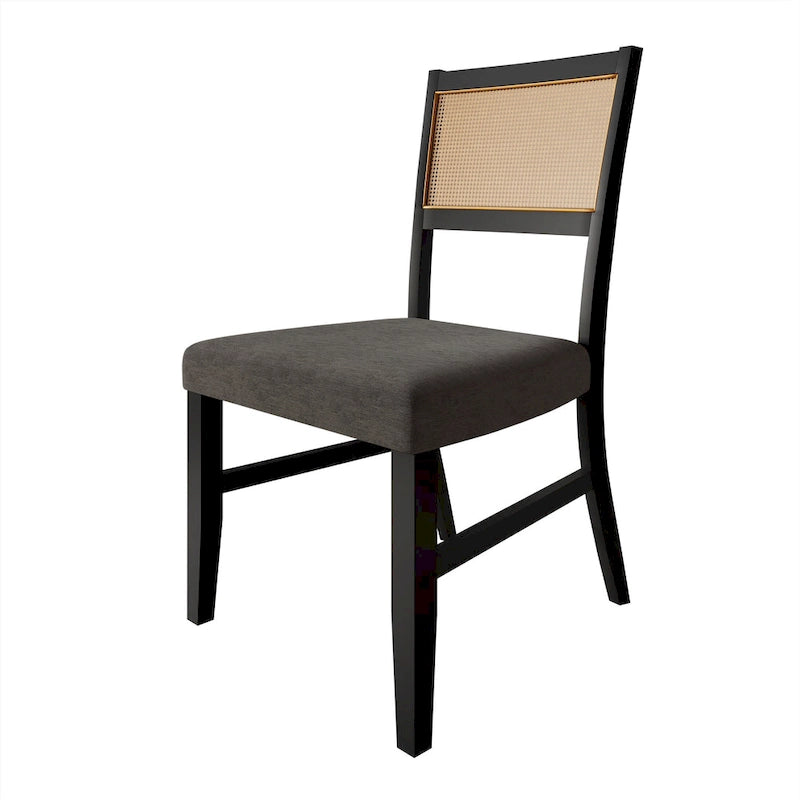 Chaise de salle à manger contemporaine 4 pièces en lin et bois CraftPorch