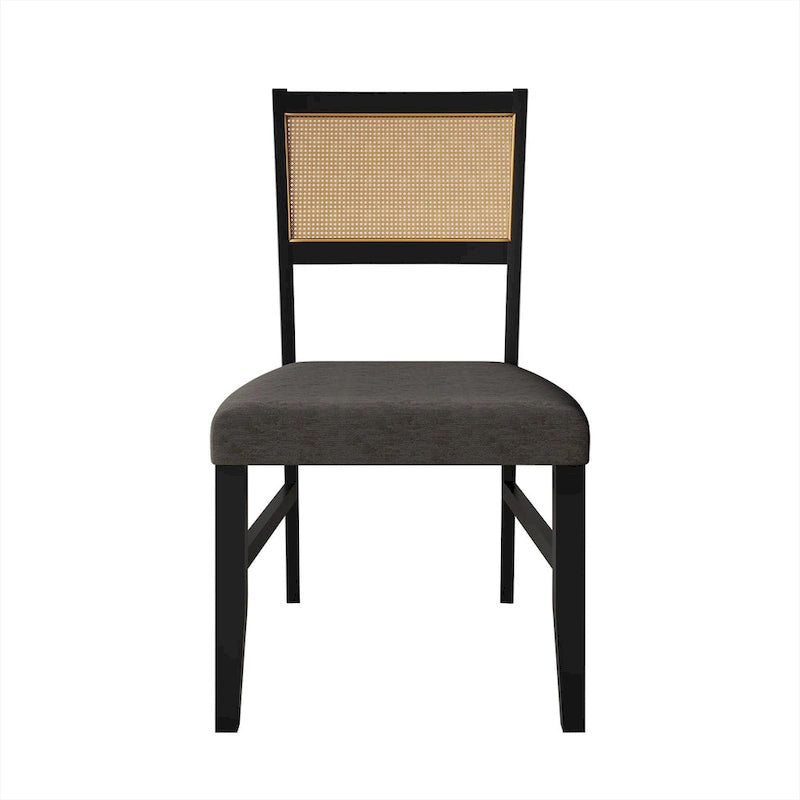 Chaise de salle à manger contemporaine 4 pièces en lin et bois CraftPorch