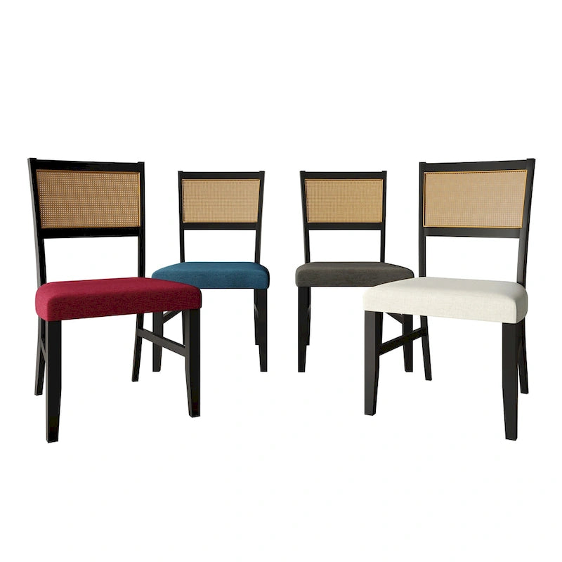 Chaise de salle à manger contemporaine 4 pièces en lin et bois CraftPorch