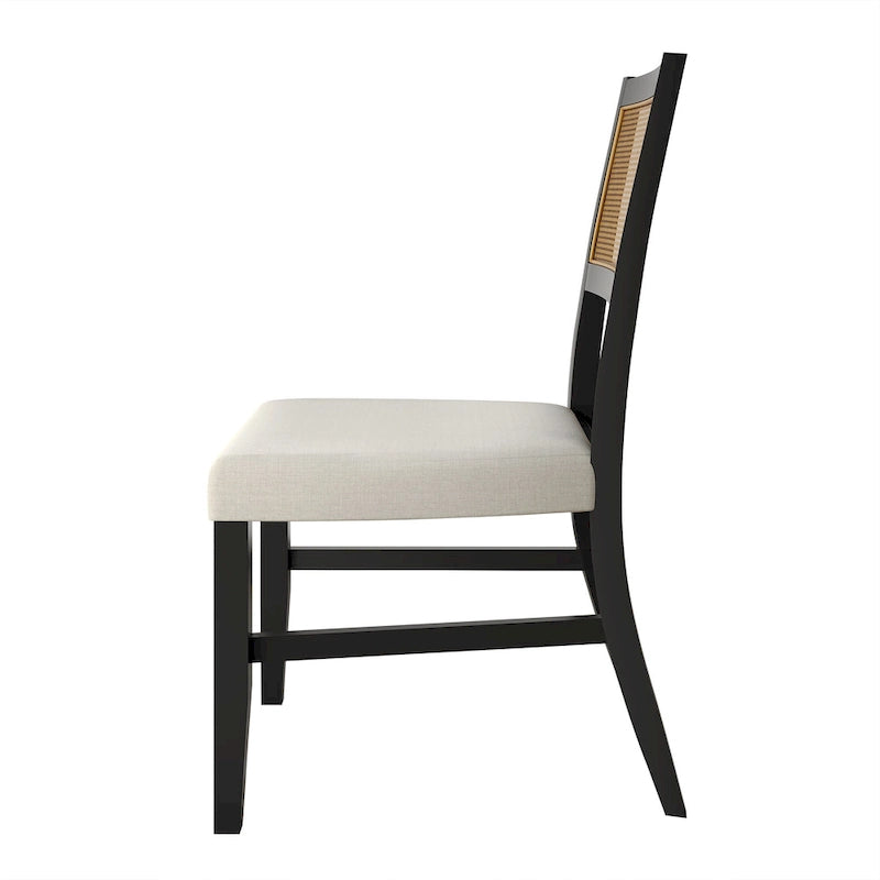 Chaise de salle à manger contemporaine 4 pièces en lin et bois CraftPorch