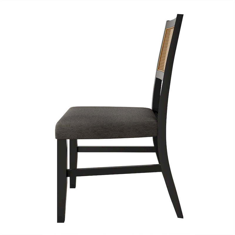 Chaise de salle à manger contemporaine 4 pièces en lin et bois CraftPorch