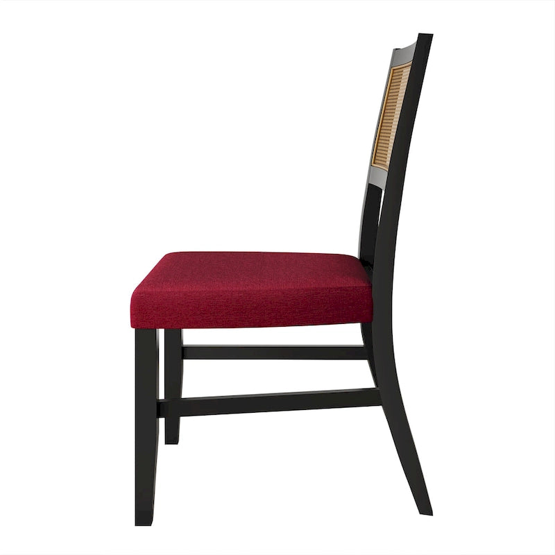Chaise de salle à manger contemporaine 4 pièces en lin et bois CraftPorch